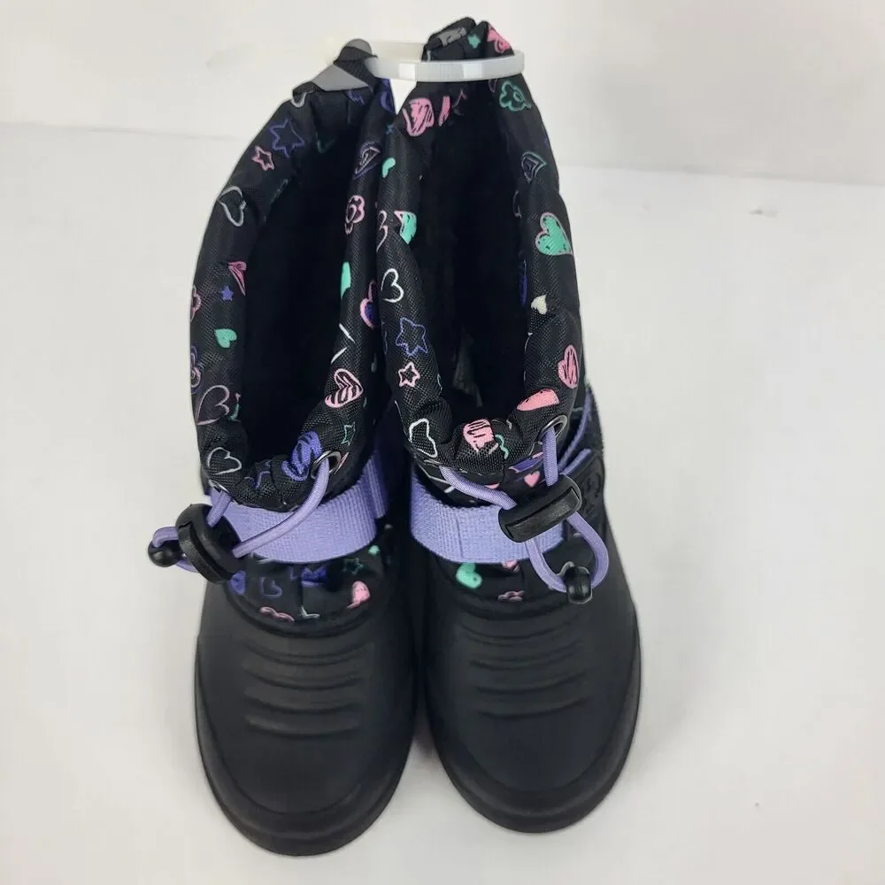 Northside Frosty Polar Boots Toddler Black Purple Hearts 3M Thinsulate Size 10